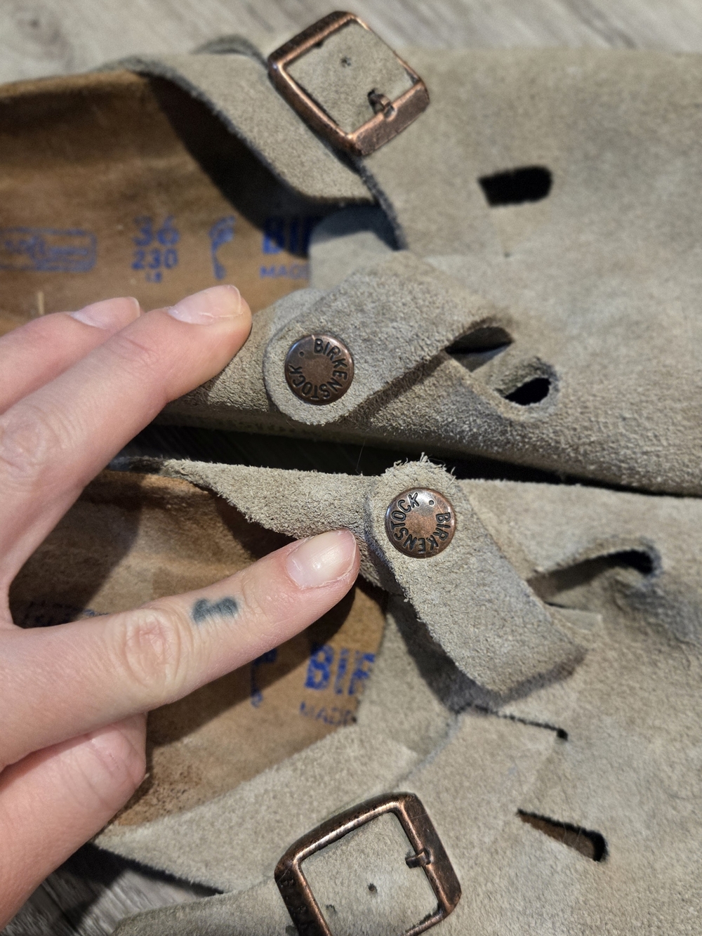 Birkenstock Suede Clog Sandals in Taupe